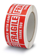4 Rolls/2000 Labels,Handle with Care Fragile Thank You, Red Warning Shipping Label Stickers (2" x 3")