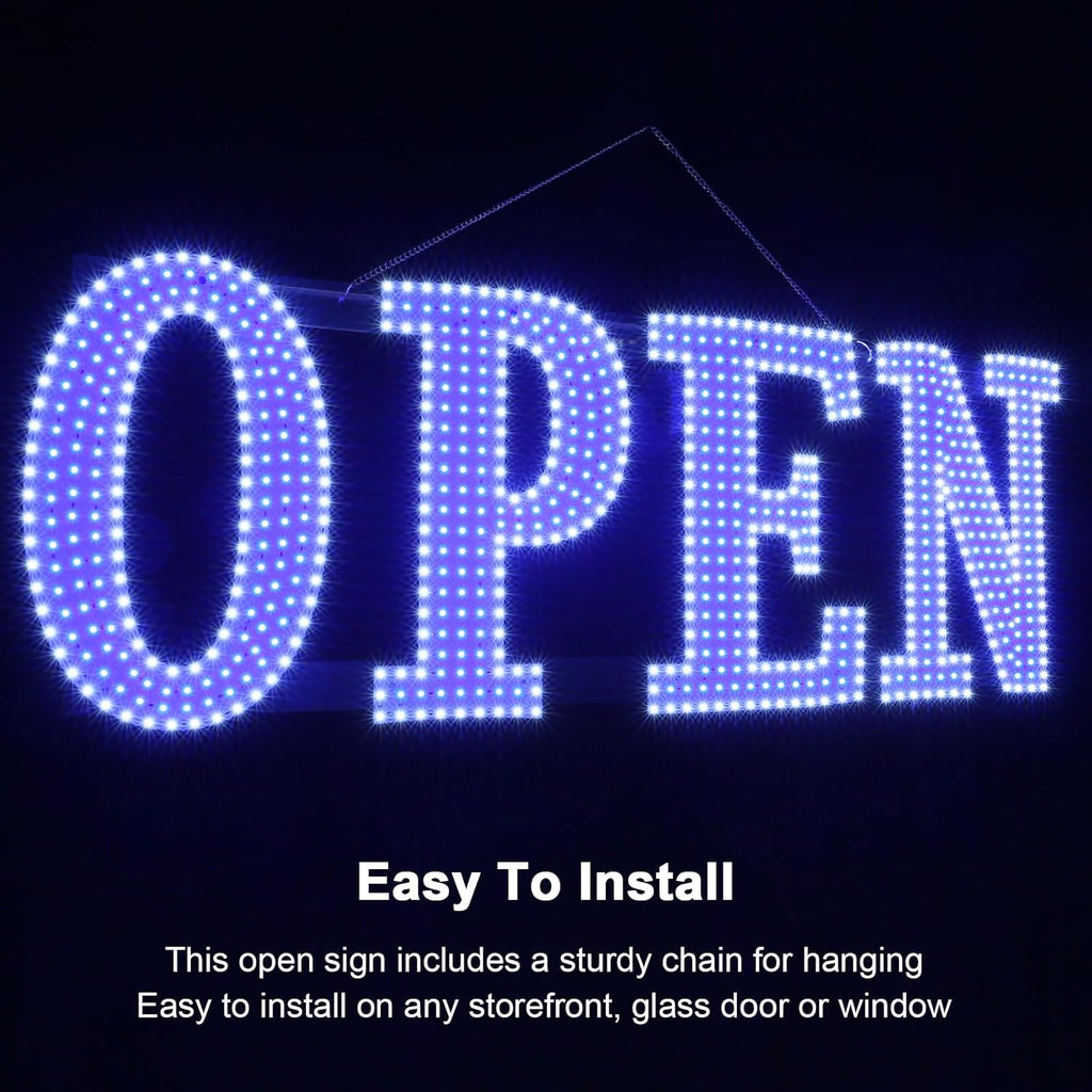 40"x14" Extra Large LED Open Signs for Business with Remote Controlled, 10 Levels Brightness Adjustable Unique Design