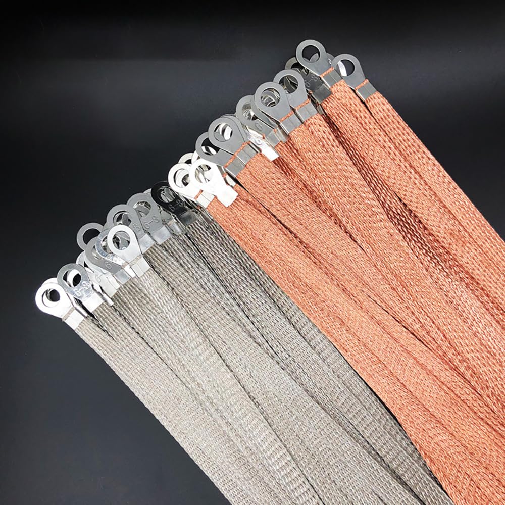 Flat Copper Braid Cable,6mm Flat Copper Braided Ground Strap Wire, Flexible Shielding Wire Mesh（16.4ft）