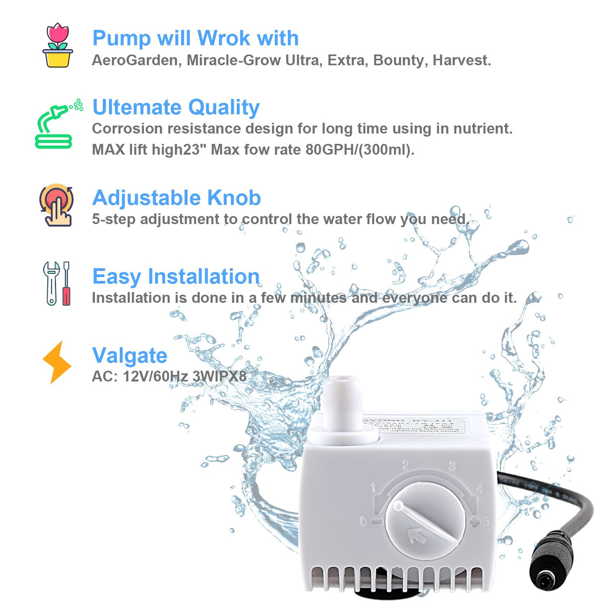 Aero-Garden Pump with 10 Filters
