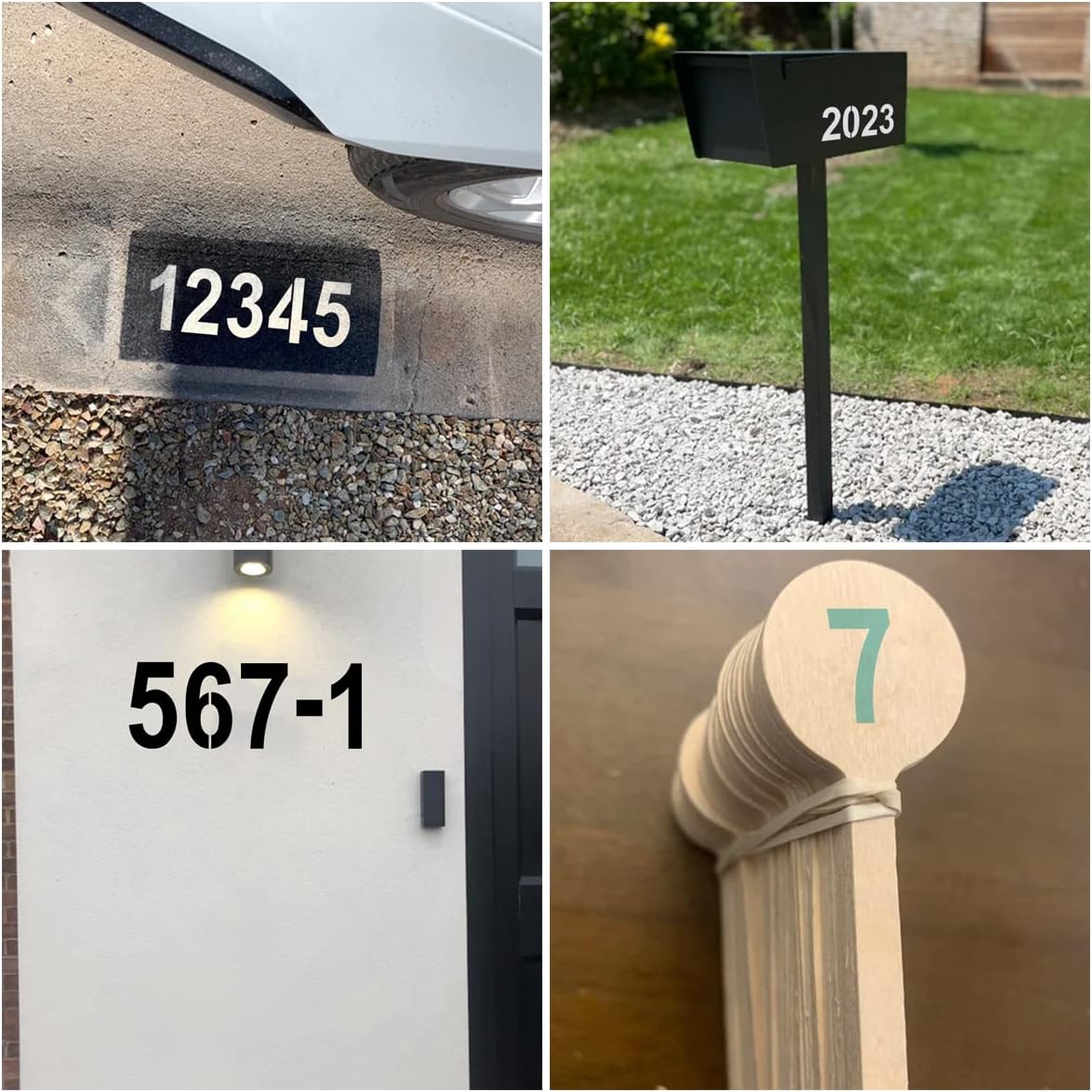 4 Inch Large Number Stencils for Painting - 11 Pack Number Stencil Templates for Curb Address, Cakes, Cookies