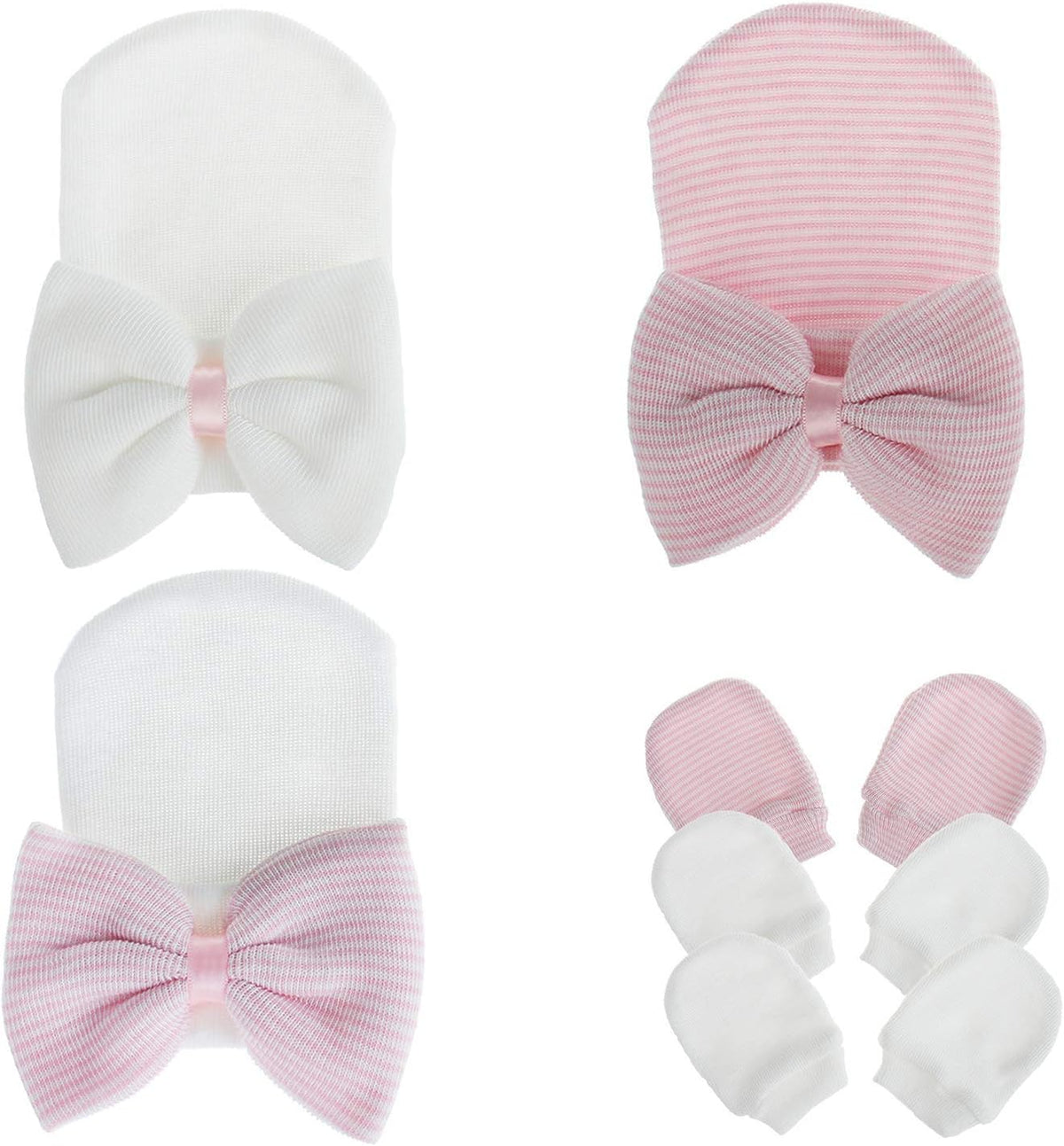 Hospital Newborn Hat Girl with Bow Infant Baby Beanie First Photos