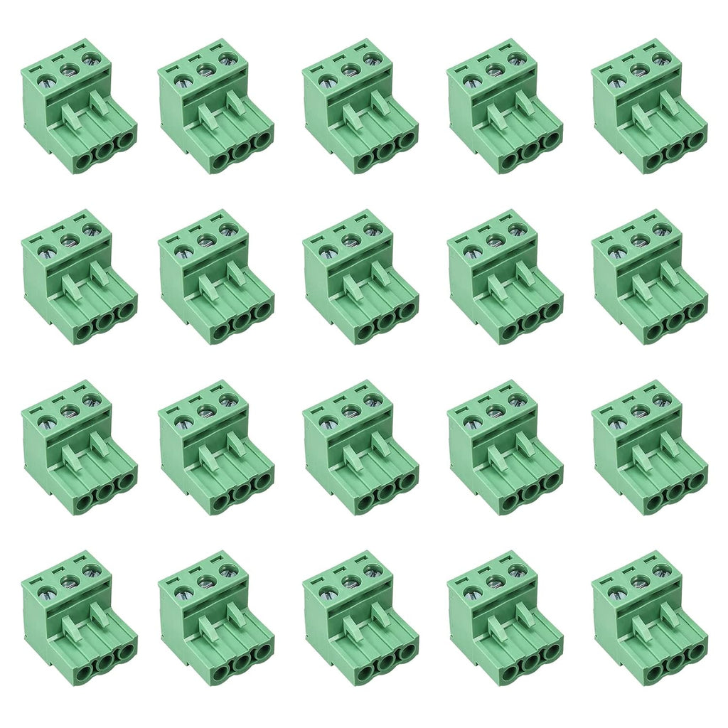 20pcs 3P 5.08mm Angle PCB Screw Terminal Block