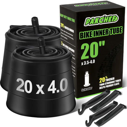 Heavy Duty 20 x 4.0 Bike Inner Tube with Schrader Valve, 2 Pack