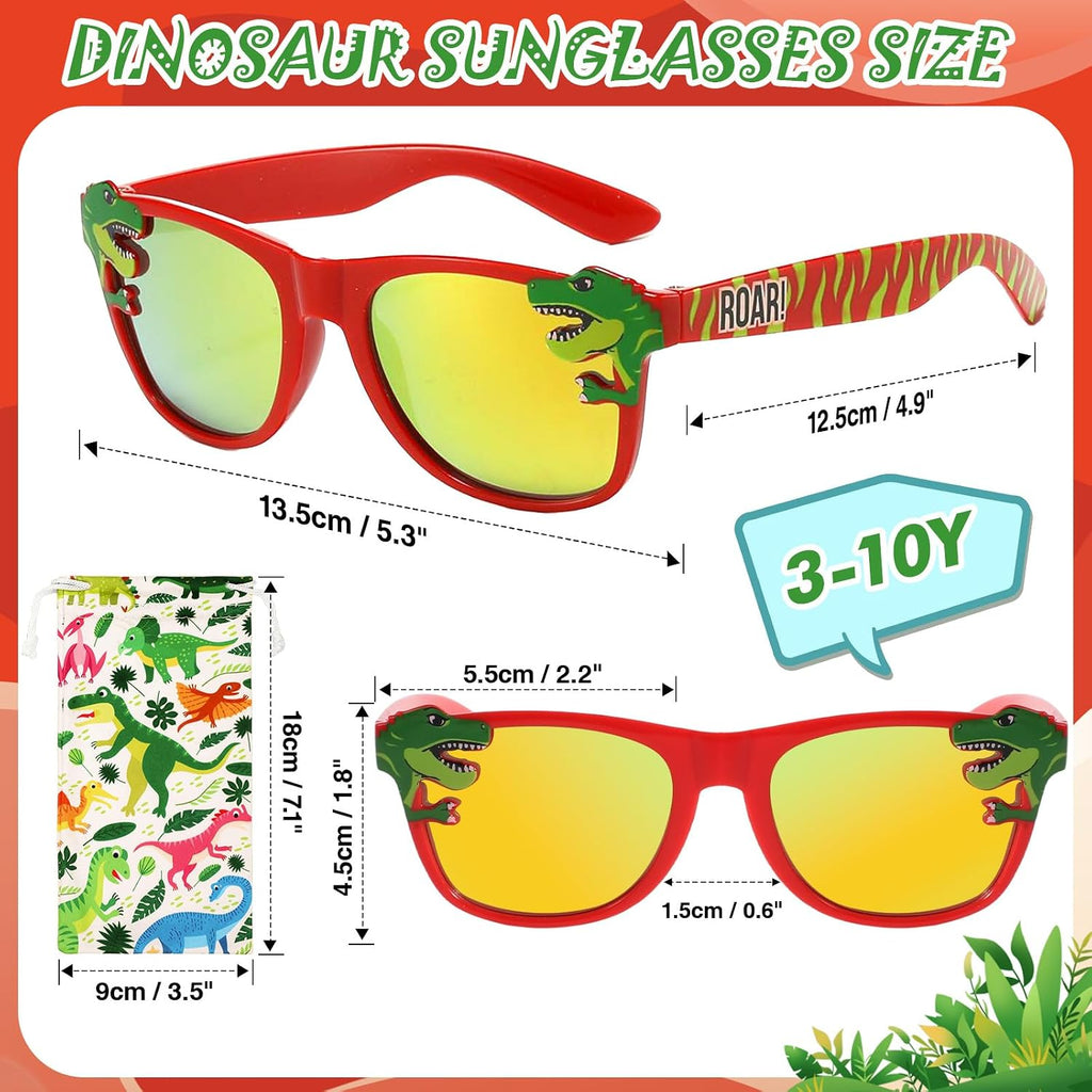 Kids Sunglasses Boys Girls, Dinasour Boys Sunglasses Age 3-10Y, Toddler Childrens Sun Glasses UV Protection with Pouch