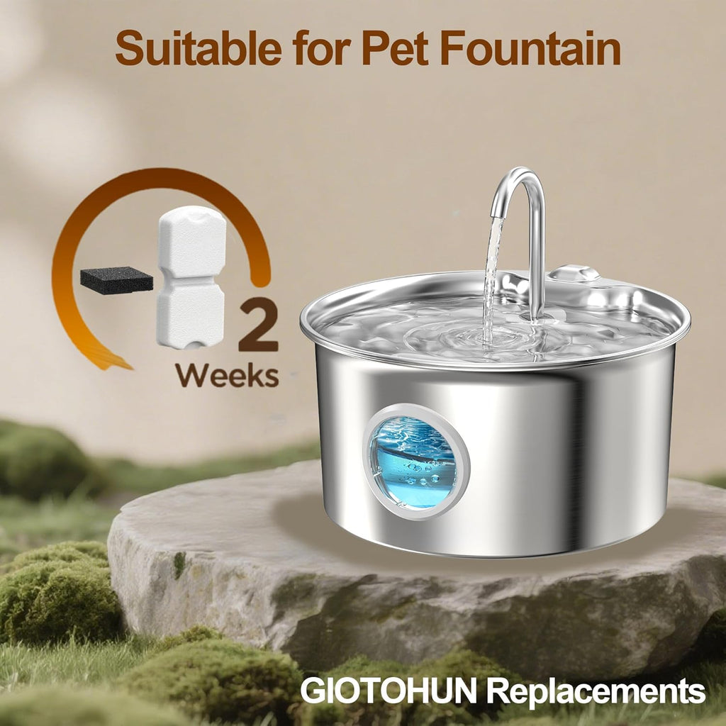 Cat Water Fountain Filter: 24 Cat Fountain Filter Replacement - 24 Pet Fountain Filter - 12 Carbon Filters & 12 Foam