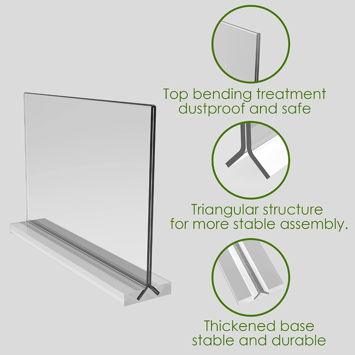 Acrylic Sign Holder 11x8.5 Inch 3 Pack Horizontal T Shape Double-Sided Desktop Display Holder. (Optional 8.5x11