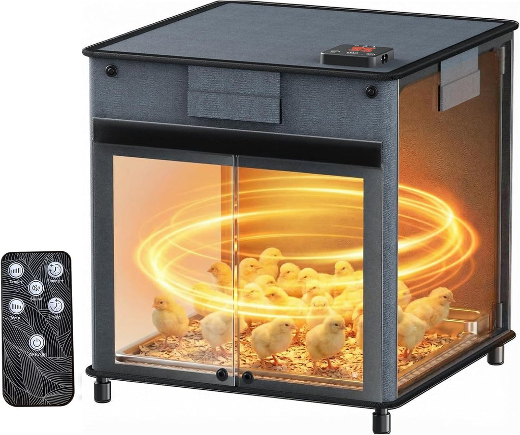 Brooder Box for Chicks,200W Chicken Brooder Heater with Adjustable Temp(77~95℉)&9H Timer&Removable Feeder