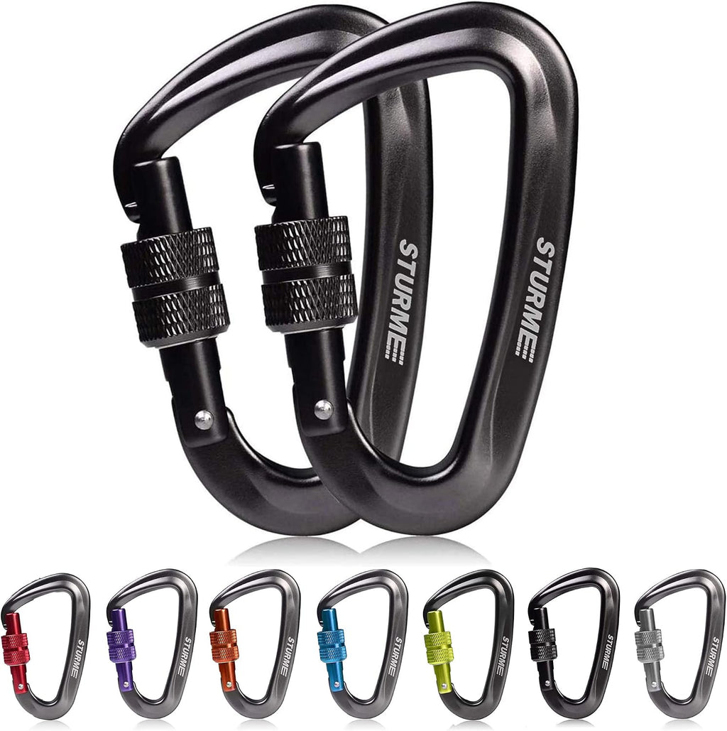 12kN (2697 lbs) Heavy Duty Locking Carabiner Clips for Outdoor, Camping, Hiking, Securing Pets, Hammock, Dog Leash