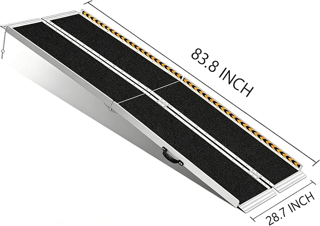 Portable Wheelchair Ramp 7FT, Non-Slip Aluminum Folding Portable Ramp, Handicap Wheelchair Ramps for Home Steps, 800