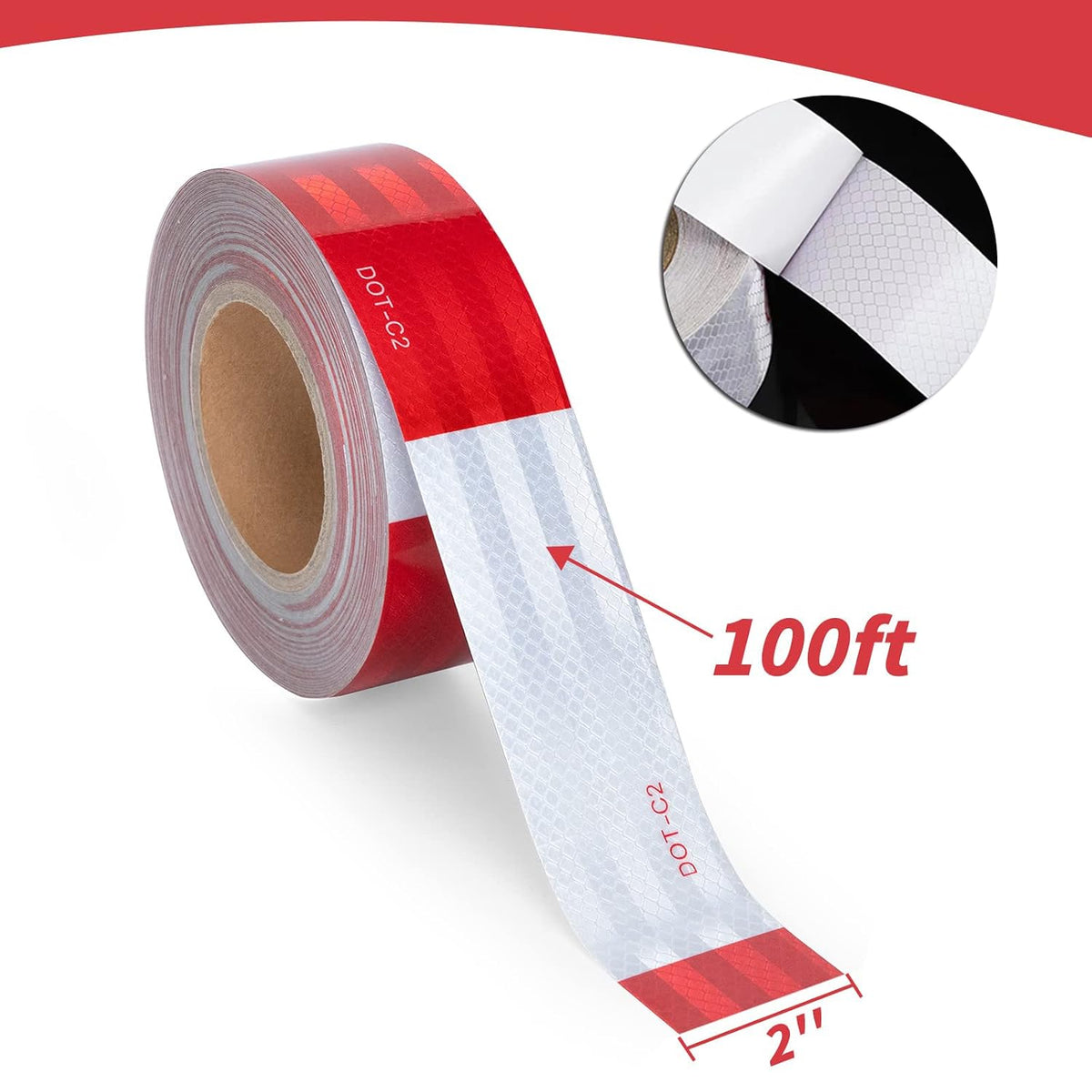 6 Roll DOT C2 Reflective Tape 2 Inch x 100 FT Red White Conspicuity Tape
