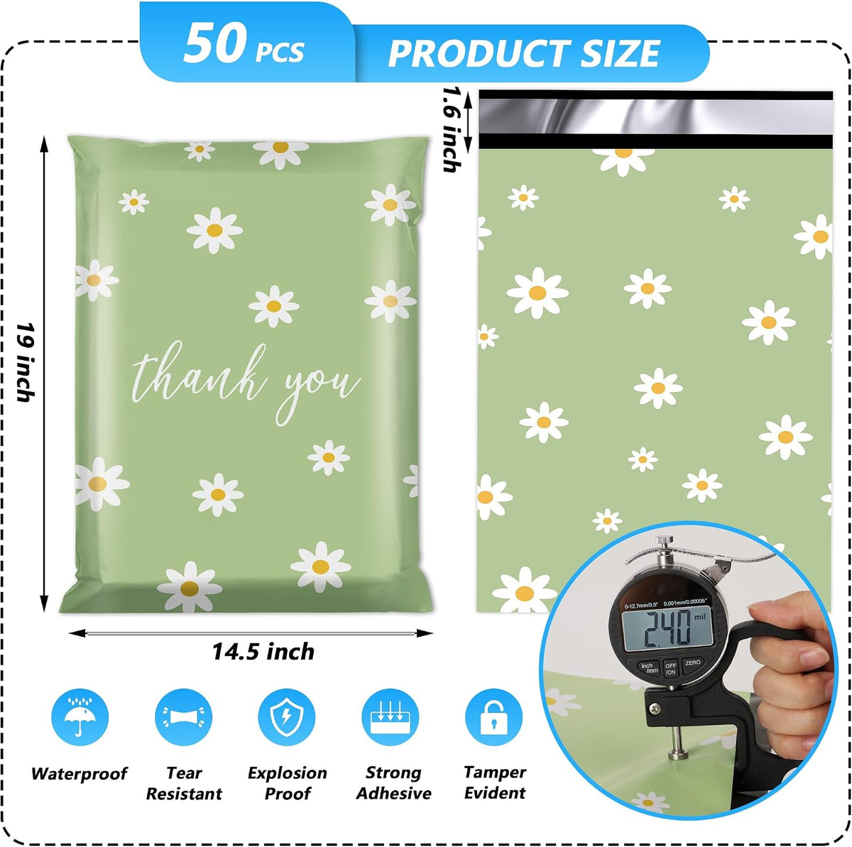 Thank You Poly Mailer 14.5x19 Inch 50 Pcs