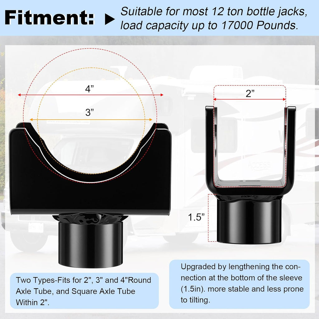 Bottle Jack Adapter Lifting Saddle for 2" 3" 4" Round Axle Tube 2" Square Axle Tube, Bottle Jack Adapter Axle Saddle