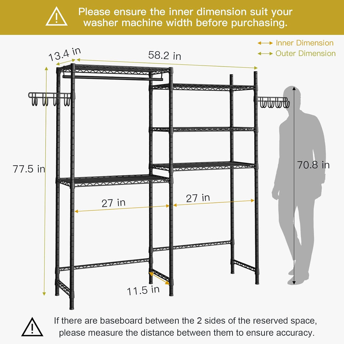 U5 Over the Washer and Dryer Storage Shelf, Laundry Room Space Saver