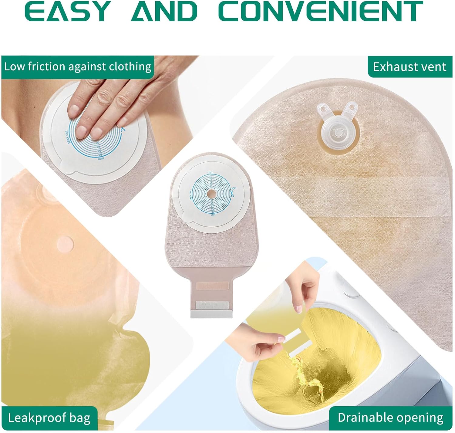 One Piece Colostomy Bags,20-65mm Cut-to-Fit,A003-12(20PCS)
