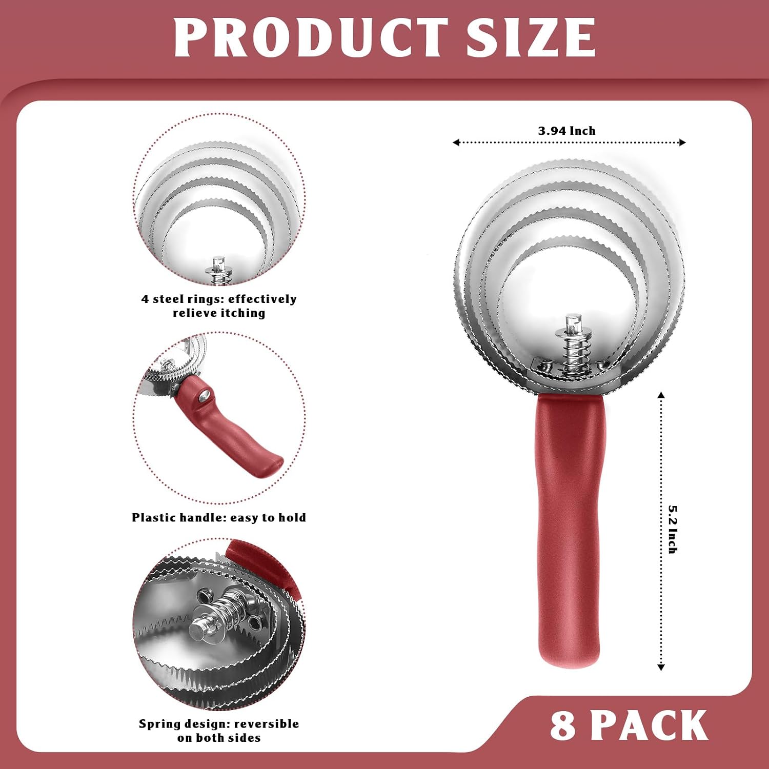 4 Rings 8 Pack Curry Comb Horse Brush Metal Curry Brush Derby Party Supplies Reversible Stainless Steel Comb Scraper