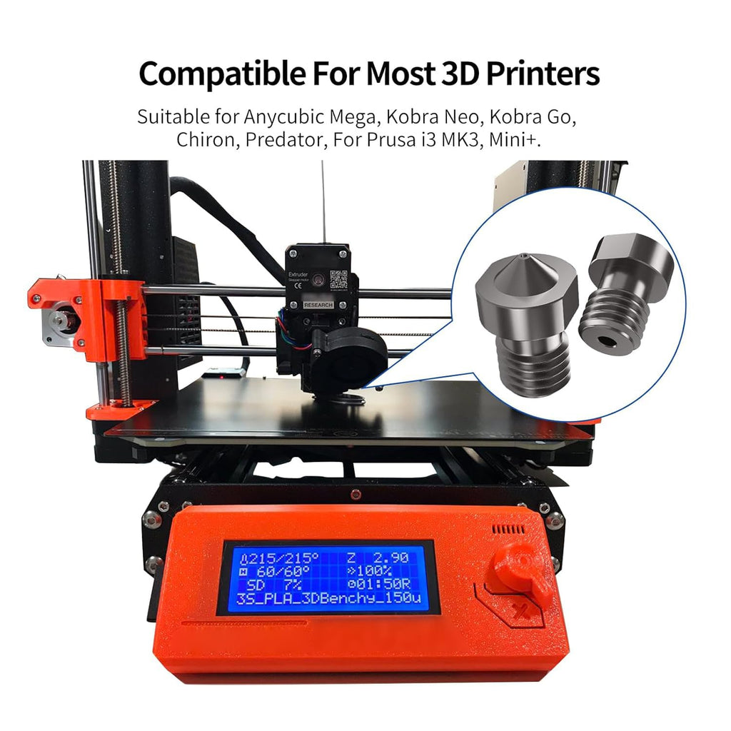IdeaFormer 8Pcs Hardened Steel V6 Nozzle Kit, 3D Printer V6 Hotend Extruder Nozzles 0.4mm 0.6mm 0.8mm for Anycubic i3