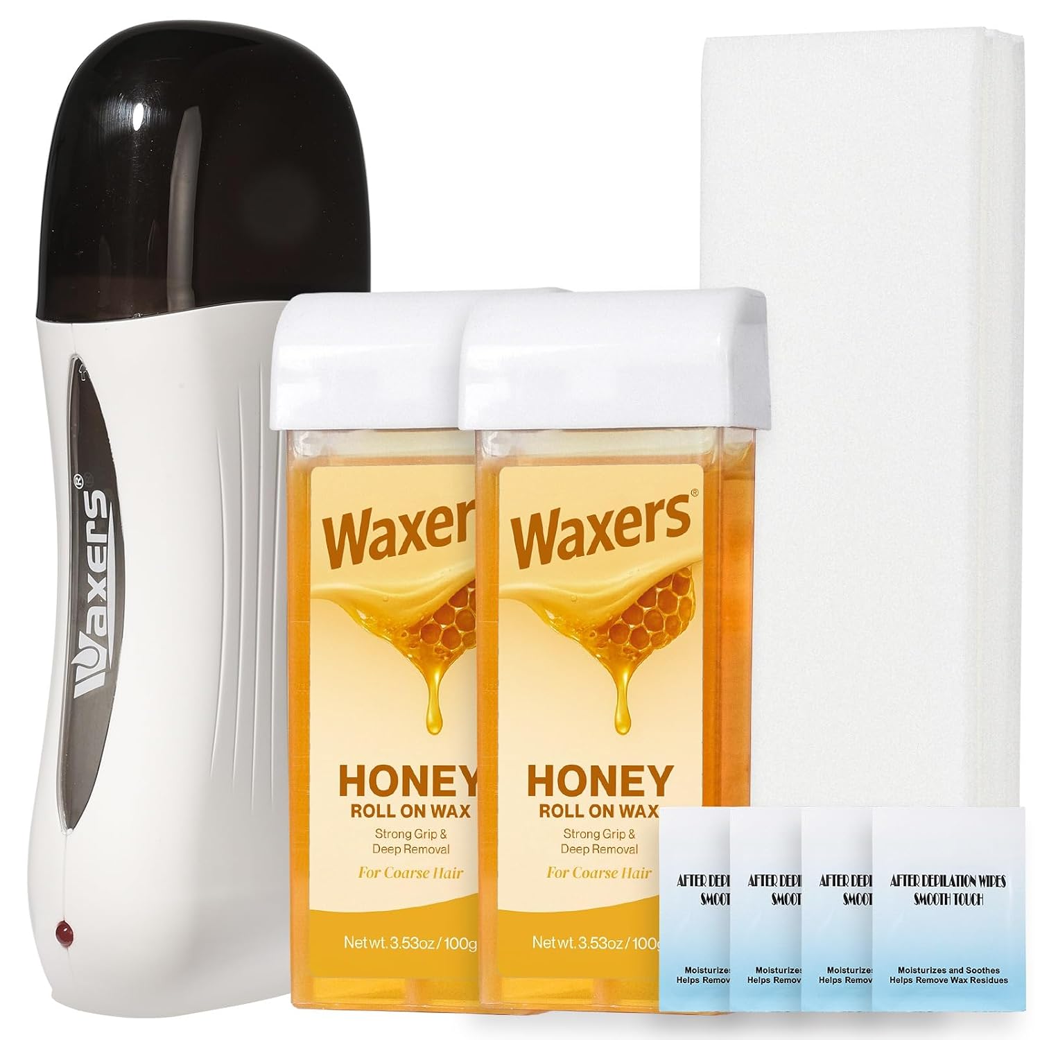Roll on Wax Kit for Hair Removal at Home Roller Waxing Depilatory for Women Men Honey Soft Wax Kit for Coarse & Thick