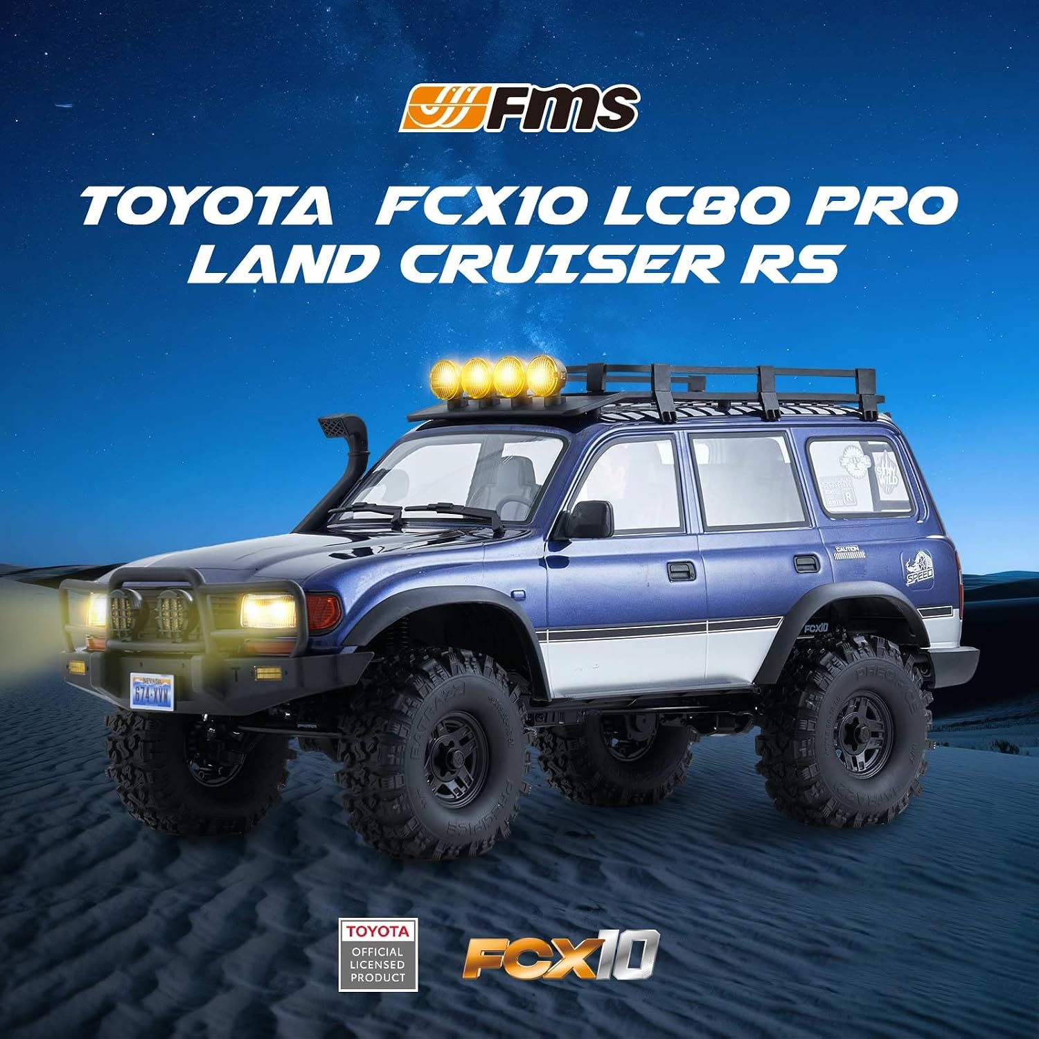 FMS 1/10 FCX10 PRO RC Crawler Land Cruiser LC80 RS Toyota Licensed,Upgraded Brushless Motor 3541-KV2100, 4WD Off-Road