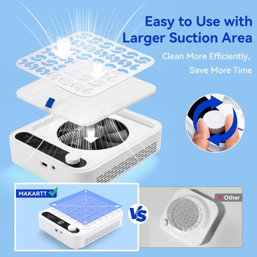 Nail Dust Collector - 4200 RPM Adjustable Speed Digital Display | Strong Suction Nail Dust Vacuum Digital Display