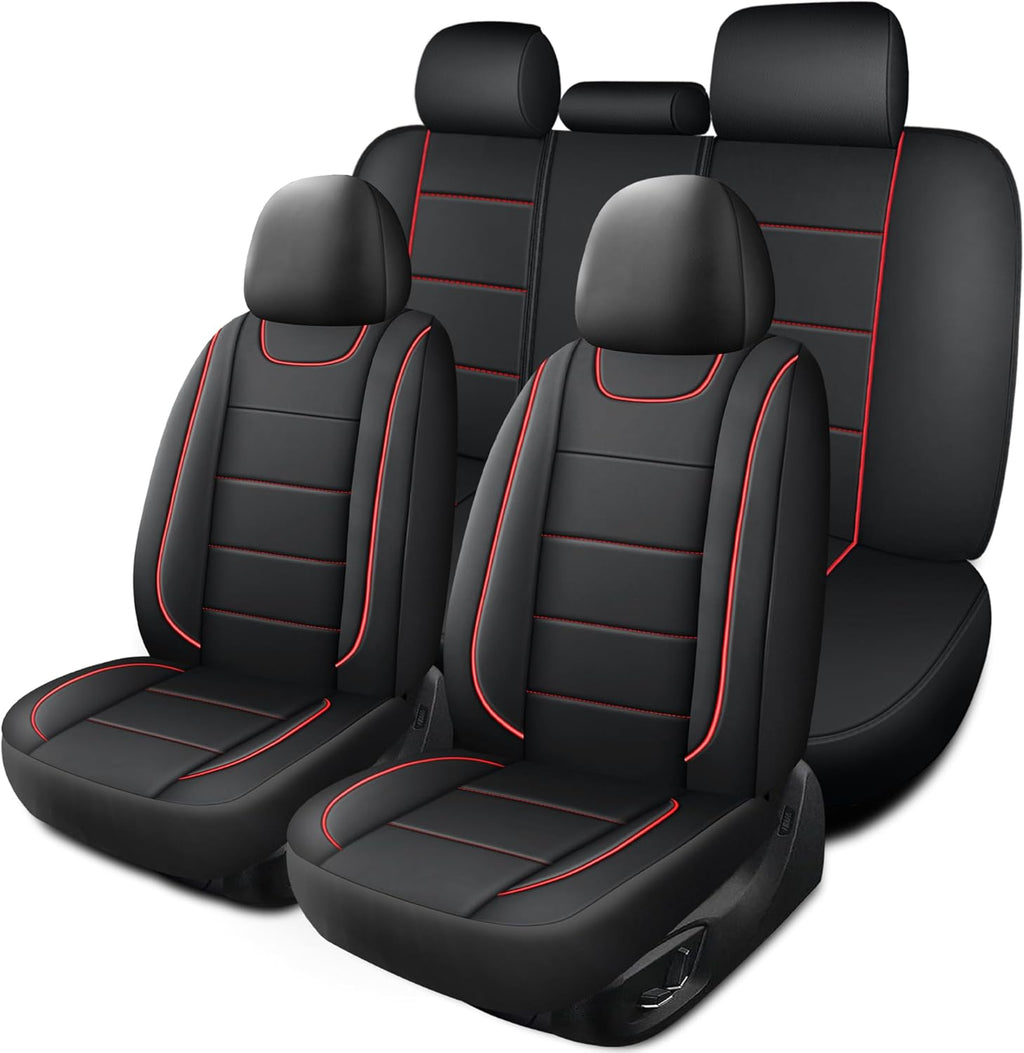 Car Seat Covers, Quilting Leather Seat Covers Full Set, Waterproof Faux Leather Automotive Seat Covers for Cars