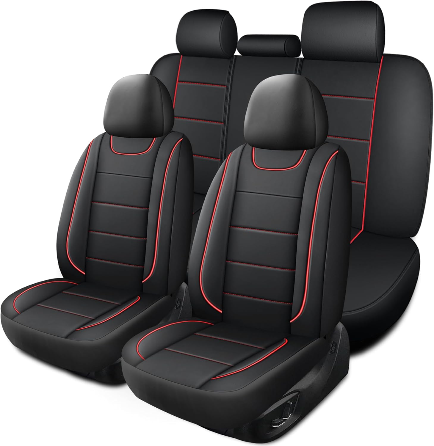 Car Seat Covers, Quilting Leather Seat Covers Full Set, Waterproof Faux Leather Automotive Seat Covers for Cars