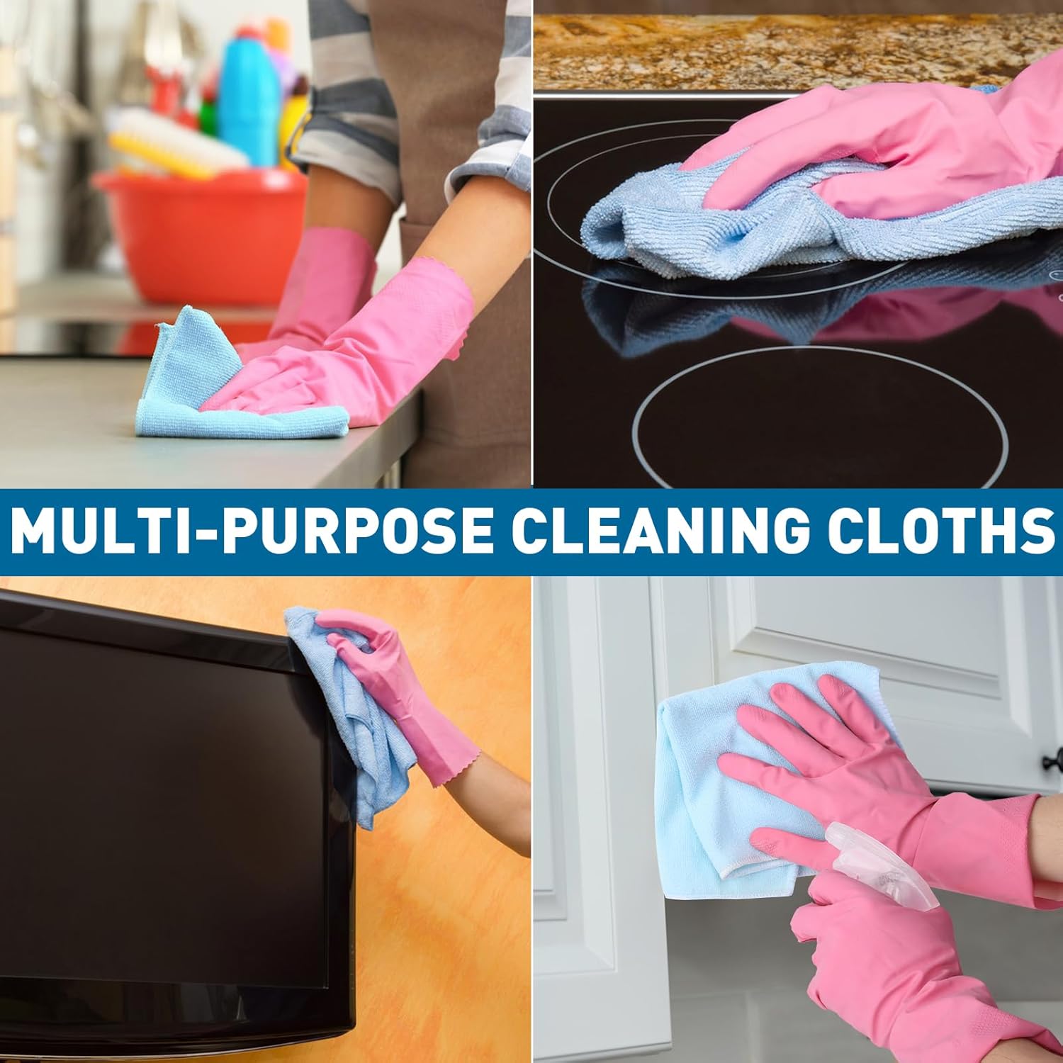 Microfiber Cleaning Cloths-50 Pack, Microfiber Towels Bulk, Towels for Cars & Home, Cleaning Rags 5 Colors Assorted