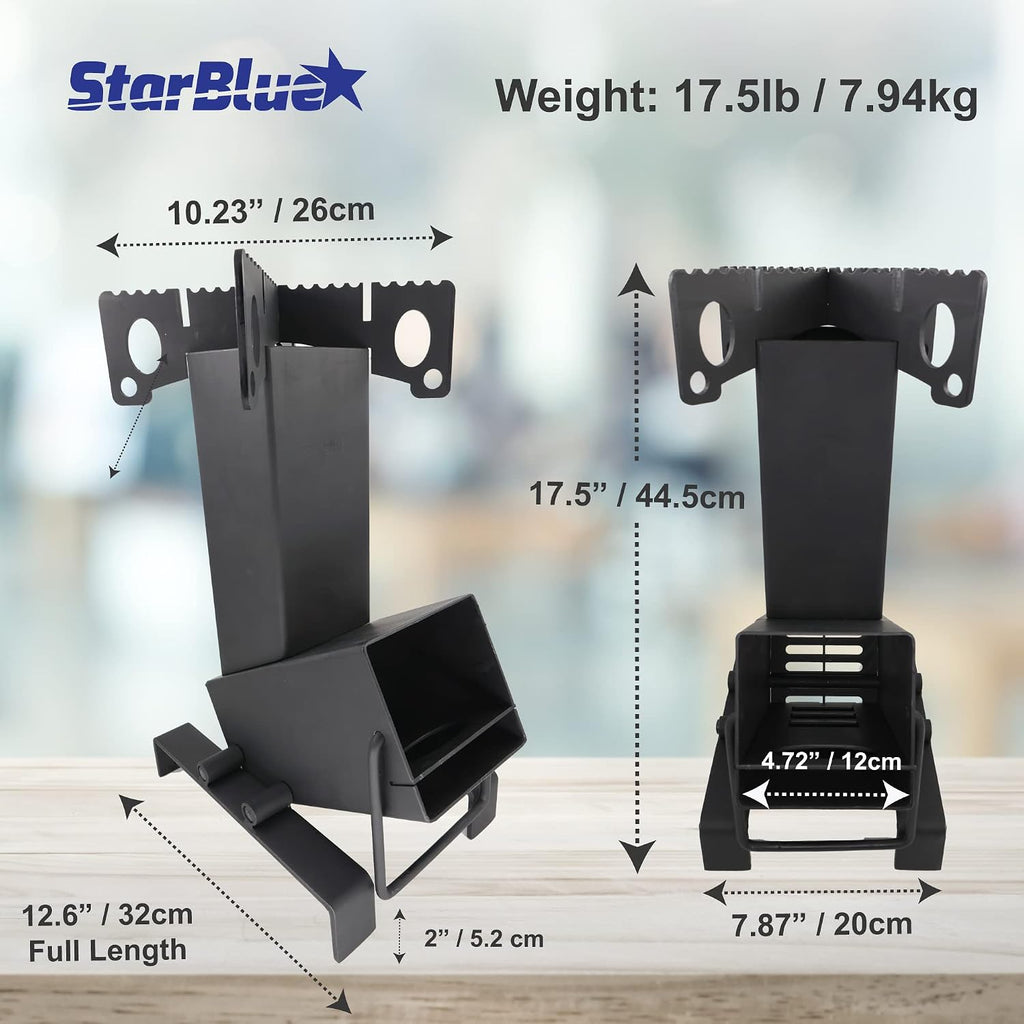 Collapsible Rocket Stove by StarBlue with FREE Carrying Bag - A Portable Wood Burning Camping Stove with Large Fuel