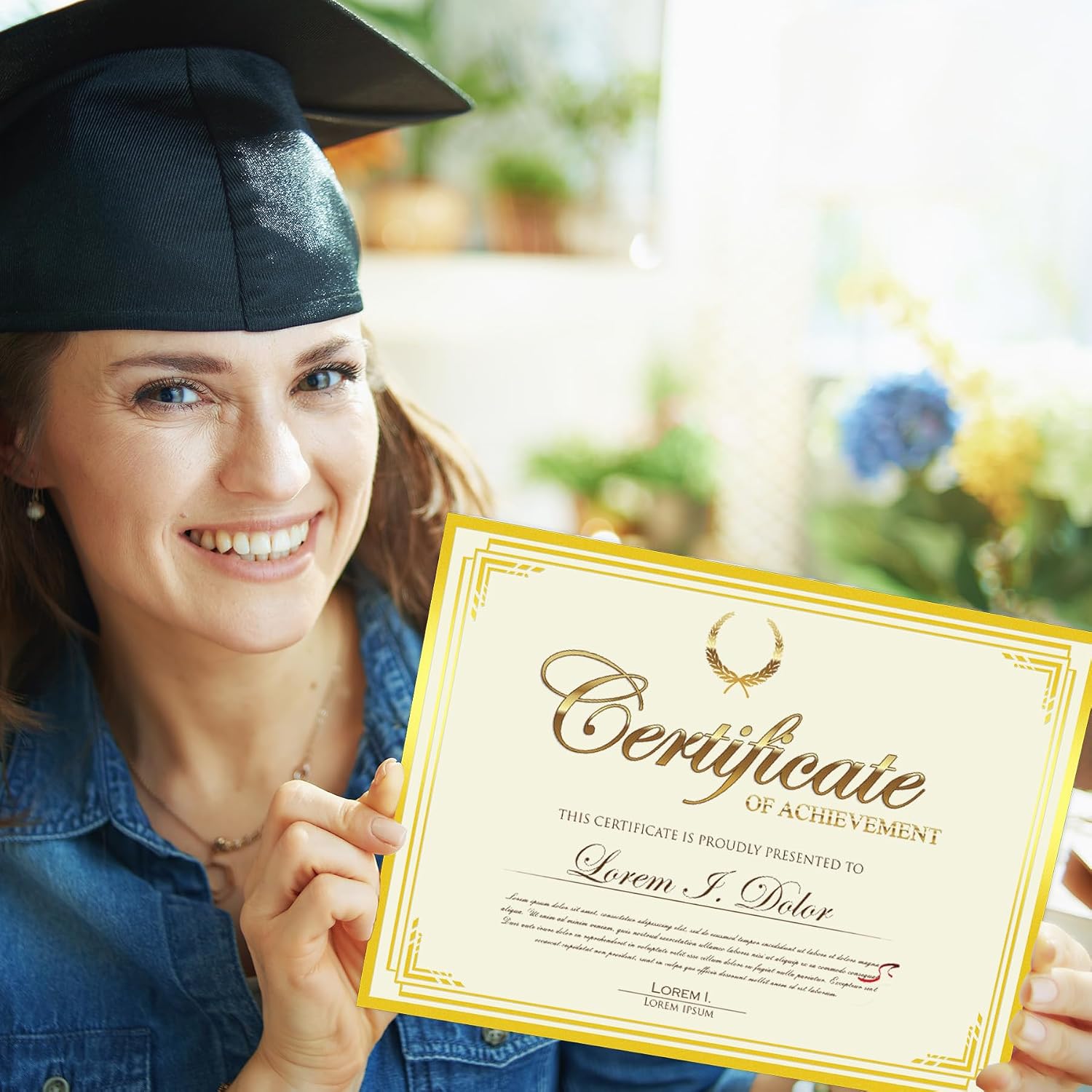 25 Sheets Certificate Paper 8.5 x 11 for Printing, Blank Gold Foil Border Diploma Paper, 180 GSM Award Certificate