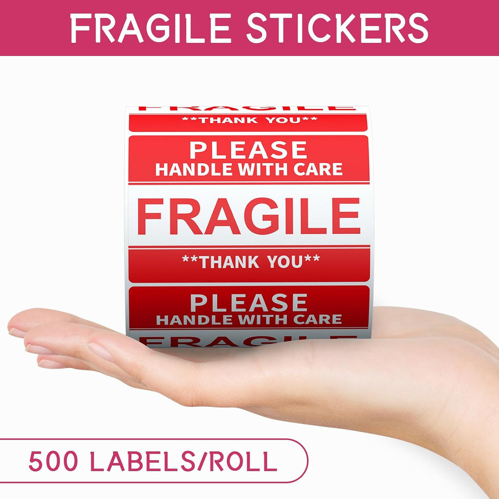 3 x 2 inch Fragile Stickers for Shipping and Moving (12 Rolls, 6000 Labels)