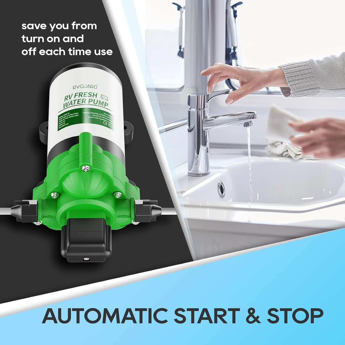 RVGUARD Fresh Water Pump, 12V DC Self Priming, 3.5 GPM 45 PSI
