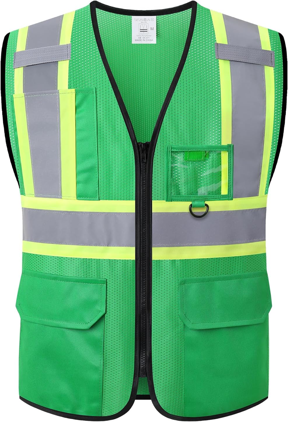Hi Vis Reflective Safety Vest for Men Women,EK178,Green,2XL | 4 Pockets,1 Inside Pocket, Class 1 Mesh High Visibility