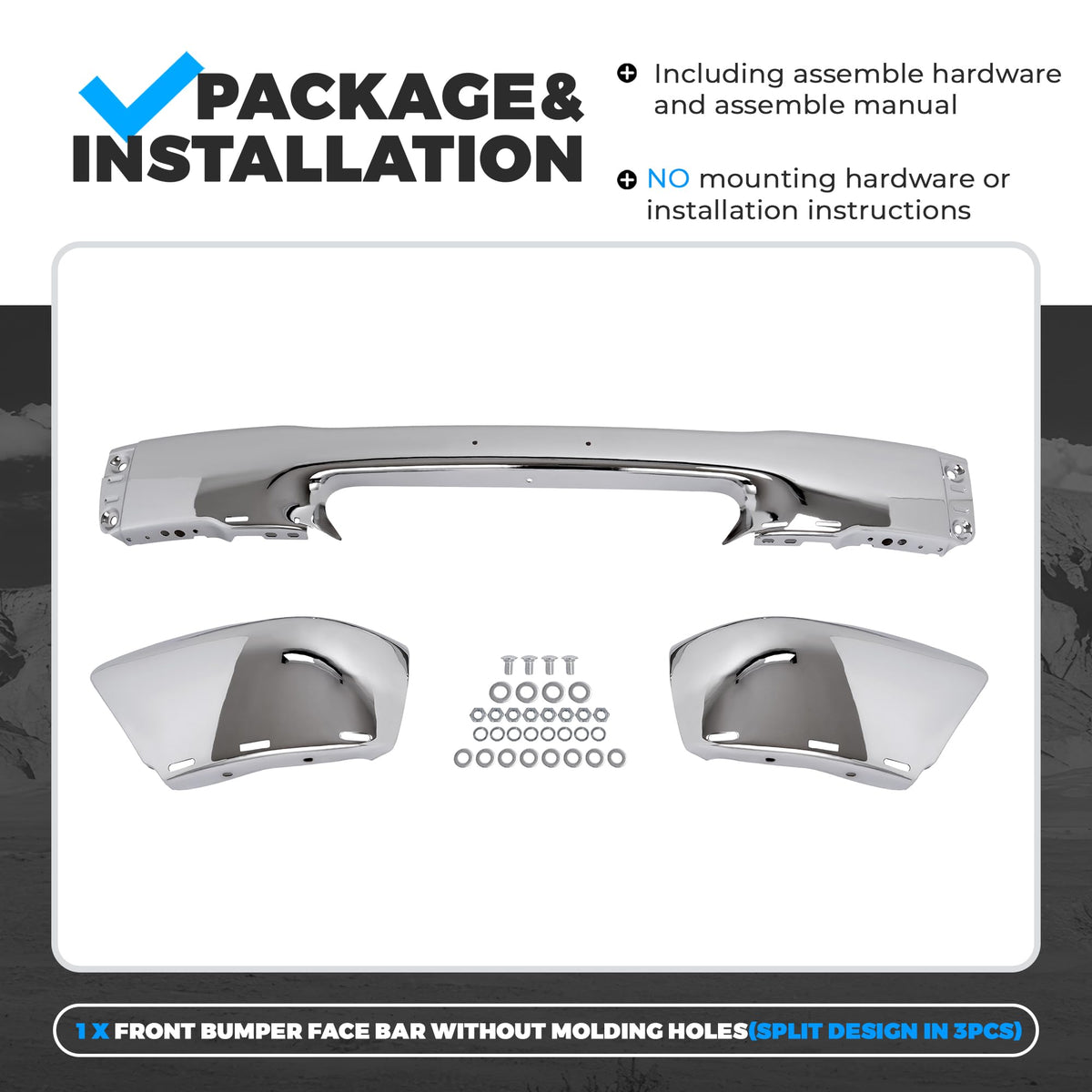 ALMULOO Bumper Face Bar Compatible with 1998-2000 Ranger