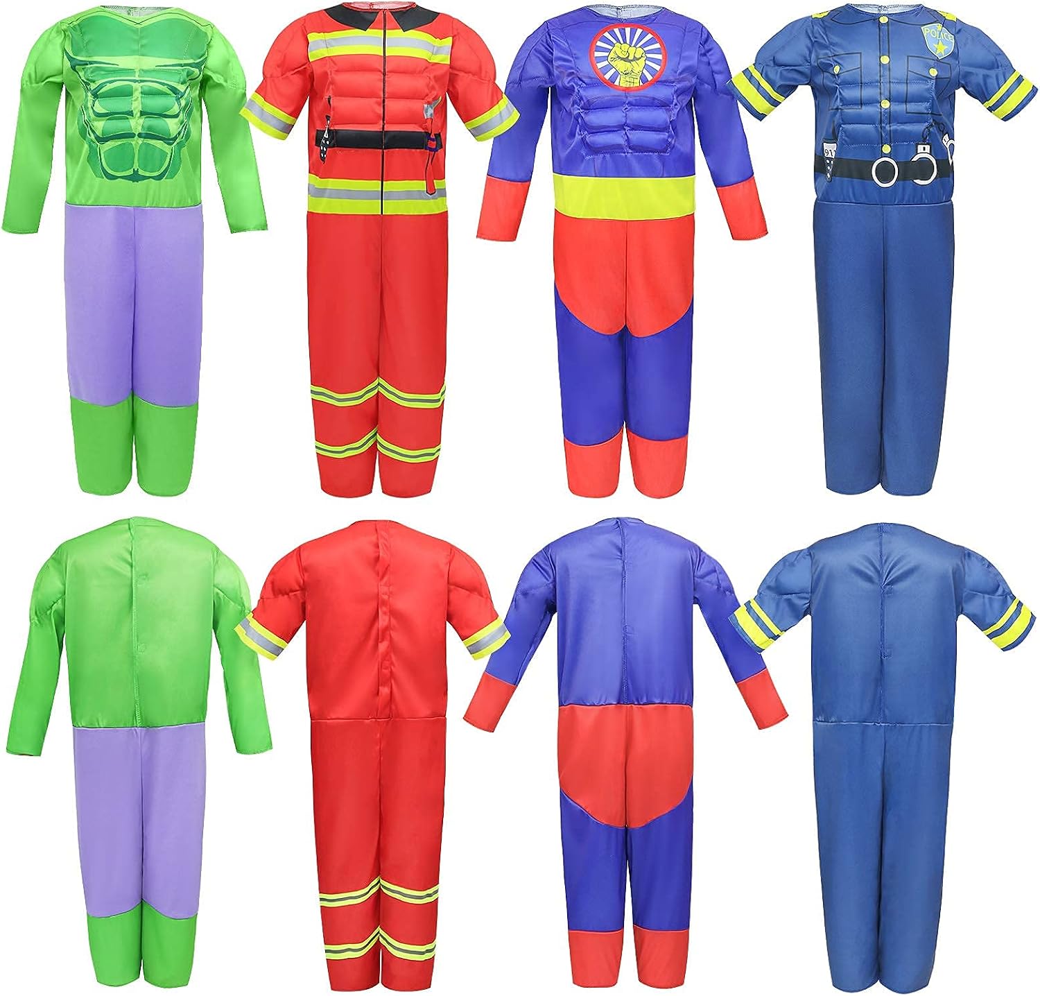 Boys Muscle Chest Dress up Costumes Trunk with Superhero Policeman Costume | Kids Pretend Role Play Costumes Set