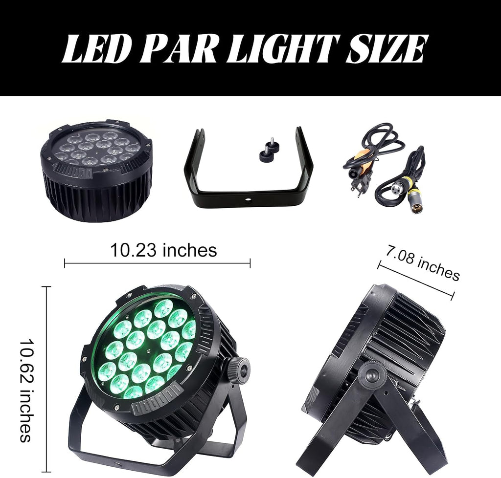 Outdoor Waterproof Par Lights, IP65 Stage Light, LED Uplights with DMX512 Sound Activated, DJ Lighting for Christmas