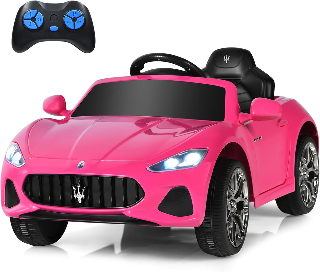 Ride on Car, Pink Licensed Maserati Gbili 12V Battery Powered Electric Car with Parent Remote Control & Manual Modes