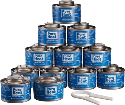 6-Hour Chafing Fuel Cans (12 Pack) - Resealable Burner Fuel - Food Warmer Cans for Chafing Dishes - Canned Heat