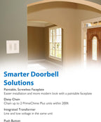 PrimeChime Plus 2 Electric Doorbell Kit - Doorbells for Home - Includes Selectable Ring Chimes - Basic Button, White