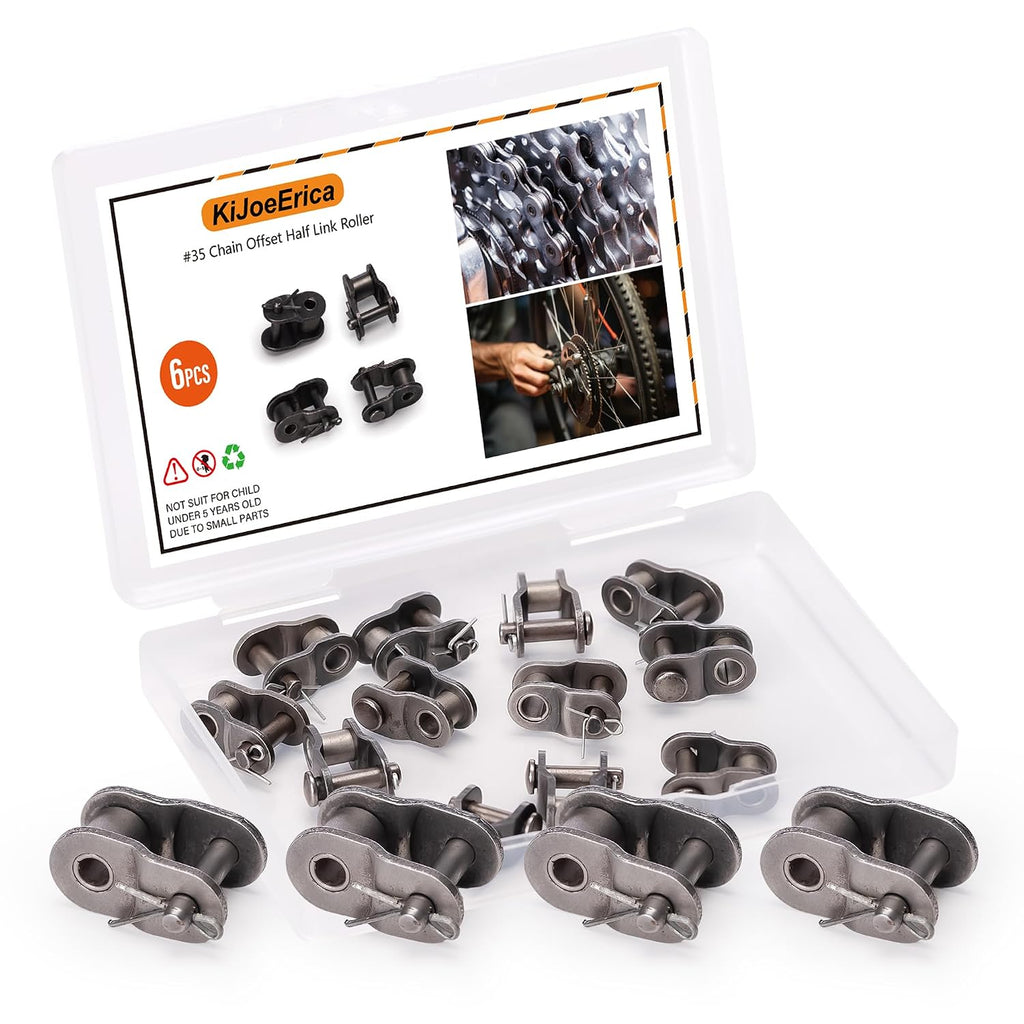 #35 Chain Master Link, 6Pcs 3/8" Pitch Chain Offset Half Link Roller