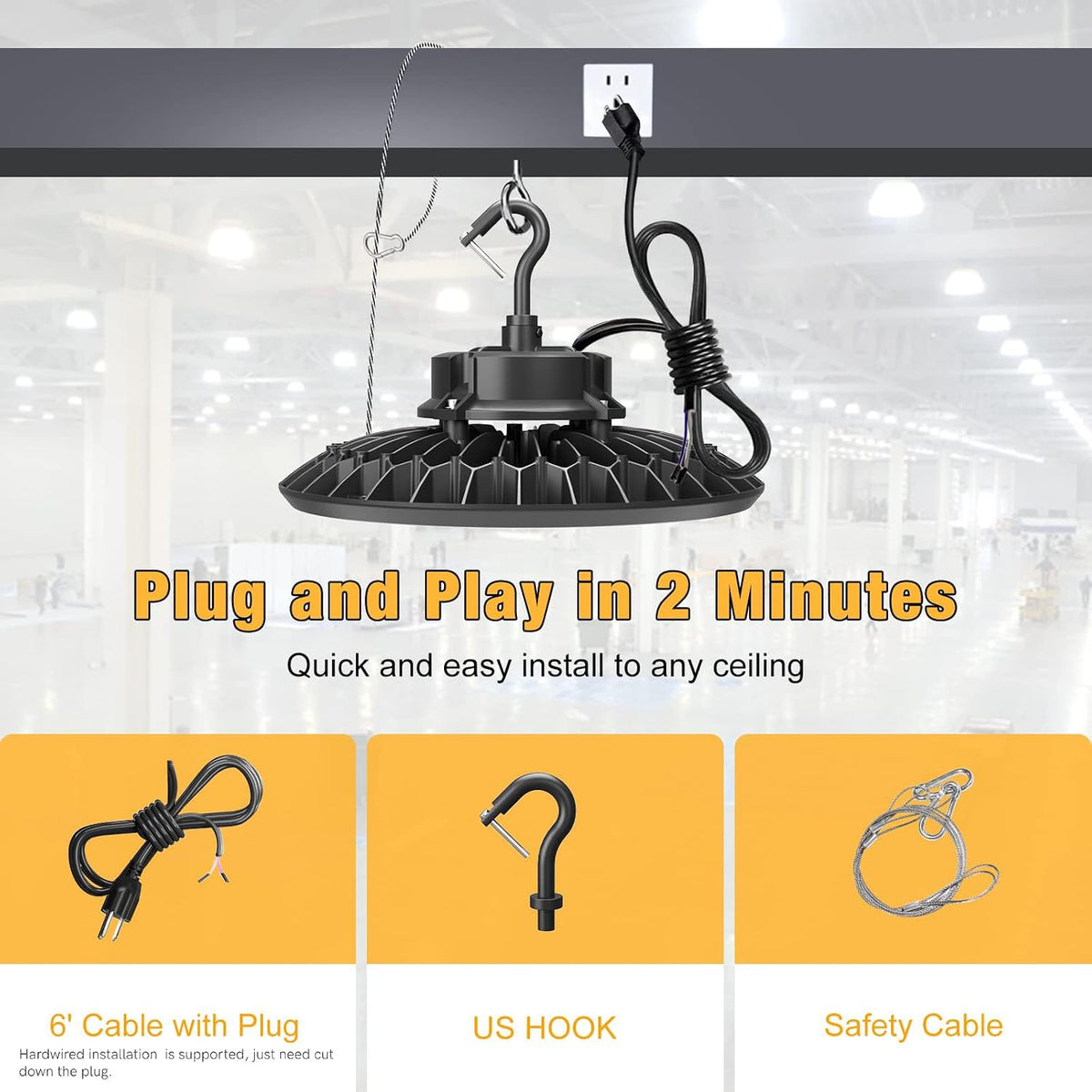 240W UFO LED High Bay Light 0-10V Dimmable 5000K LED High Bay Light