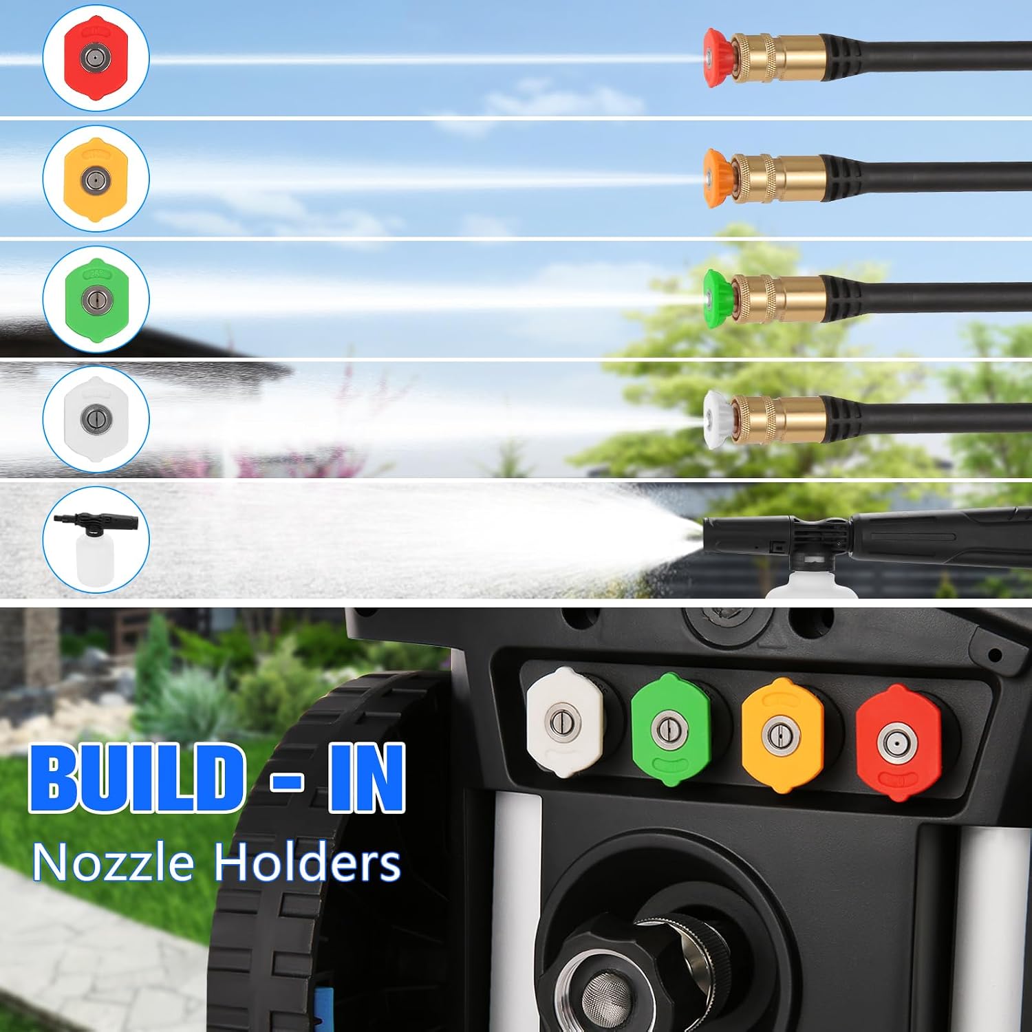 Heavy Duty 5000PSI 4.0GPM Electric Pressure Washer with 33FT Hose, 4 QC Nozzles for Cars/Fences/Patios/Home Cleaning