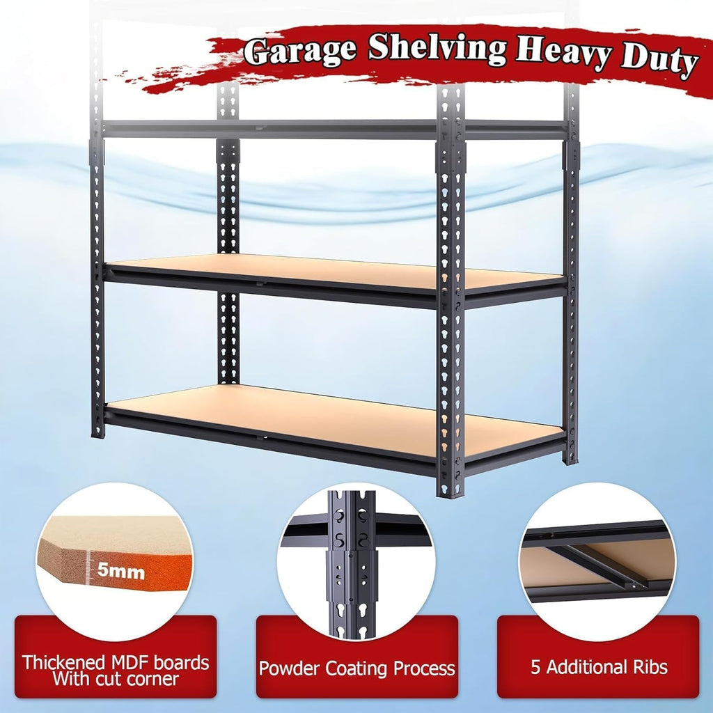 Heavy Duty Garage Shelving,5-Tier Garage Storage Shelves,2400LBS Storage Shelves Heavy Duty,Adjustable 5 Tier