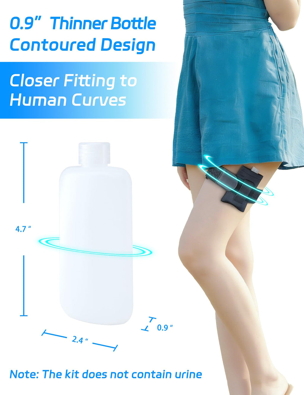 Urine Test Complete Kit - Thinner 3.5oz Empty Bottle, HDPE Sample Vials, Hi-Stretch Leg Strap, Thermometer Stickers