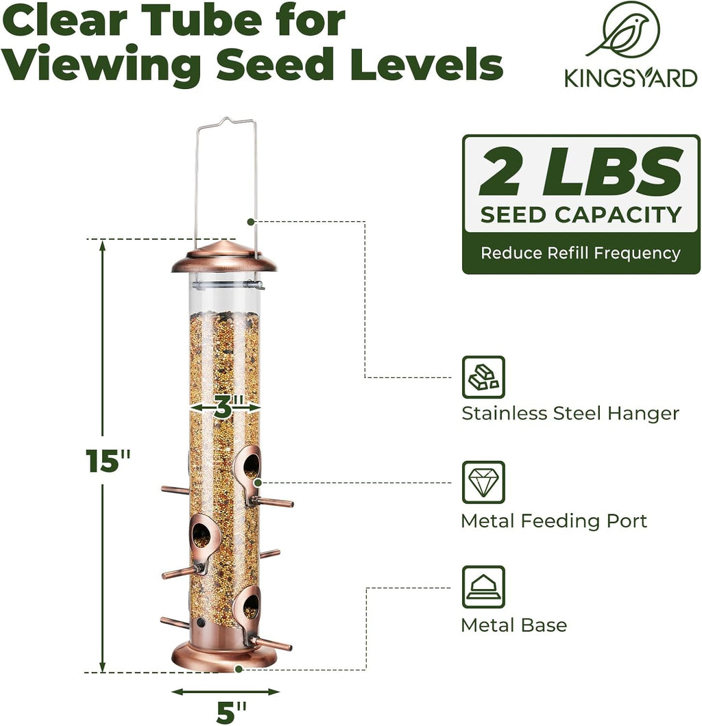 15" Metal Tube Bird Feeders for Outdoors Hanging