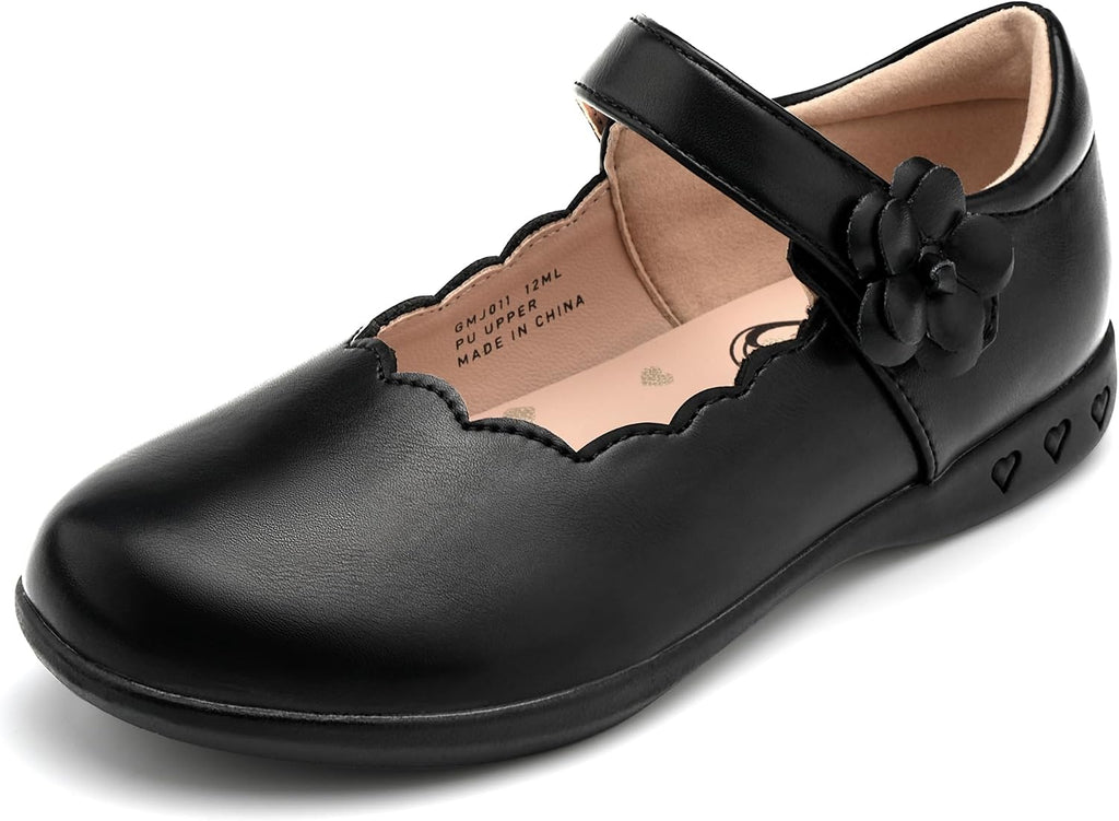 Girls Mary Jane Shoes School Uniform Flats Dress Shoes Oxford Church Music Recitals(Little/Big Kids) | Flower detail