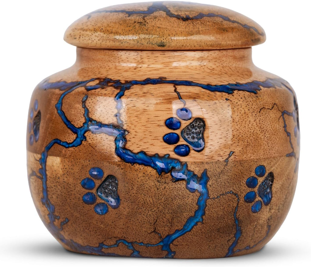 Wood Pet Urns for Dog/Cat Ashes - Small 10 Cu/in Resin Decorative Urn for Ashes for Dog, Urns for Cats - Pet Memorial