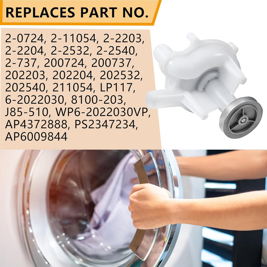 202203 WP6-2022030VP Washer Drain Pump Fits for Whirlpool Maytag Washers | Replaces Part 2022030 202204 202532