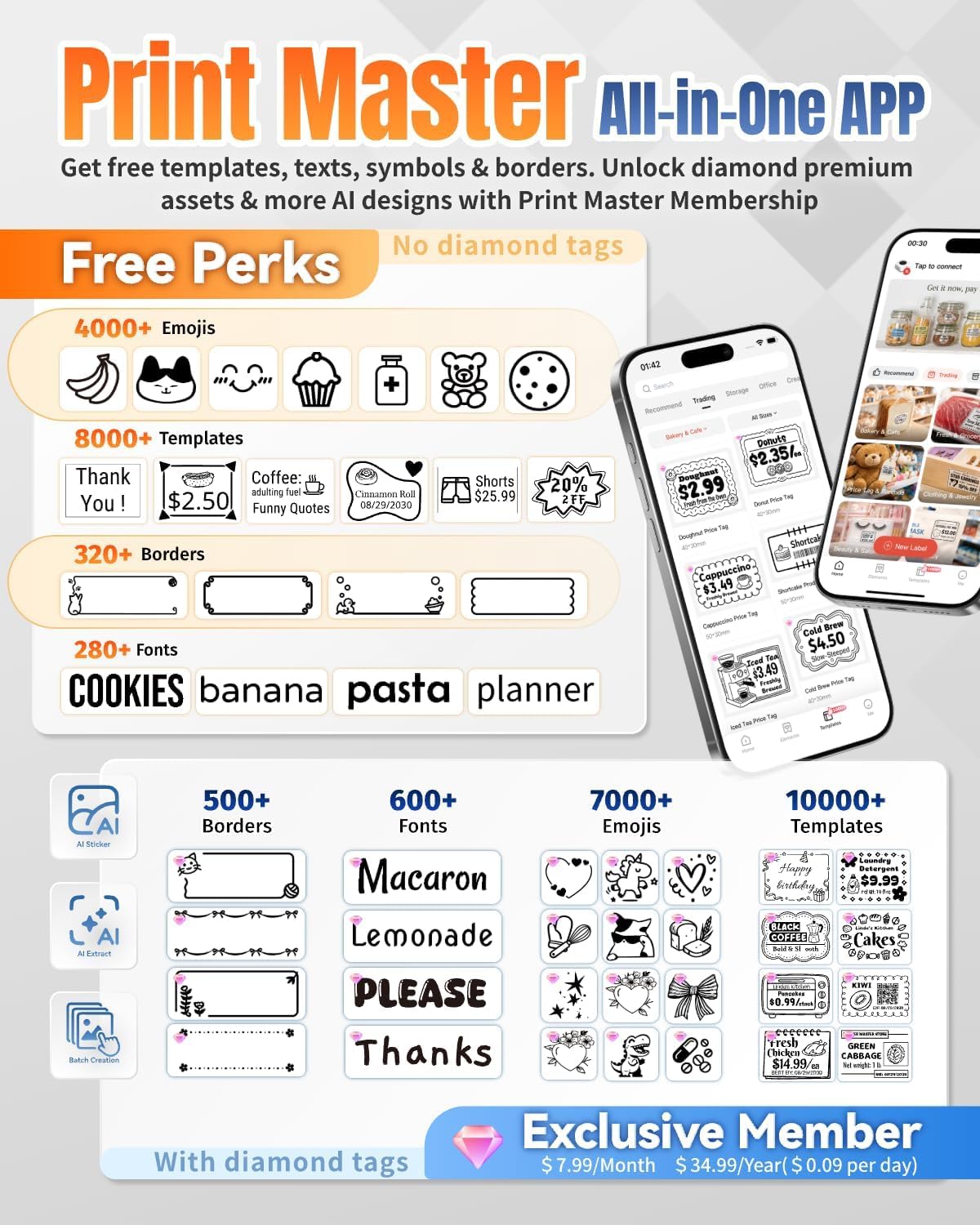 2 Inch Label Maker Machine, Bluetooth Label Printer for Home