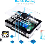 Miuzei Case for Raspberry Pi 4 with Fan, USB-C Power Supply 4 Pcs Heatsinks