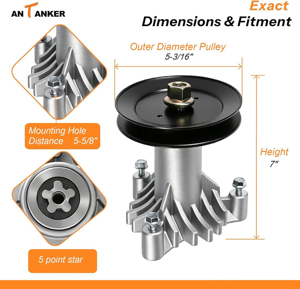 130794 Spindle Assembly 153535 Pulley Replaces for Craftsman LT1000 LT2000 Compatible with Poulan AYP HU 532130794